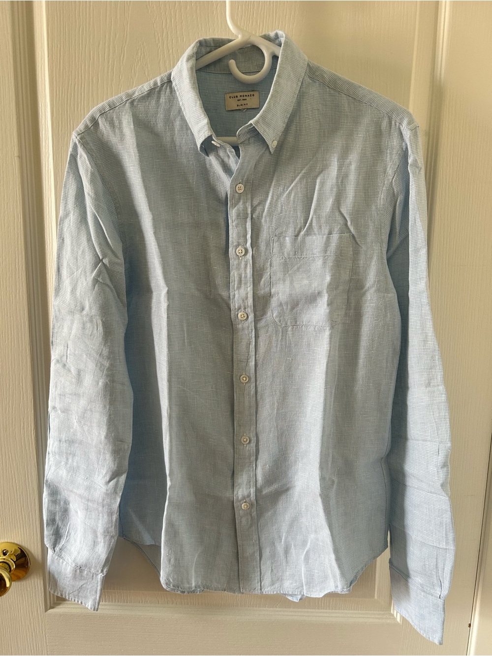 Club Monaco Pale Blue Button-Down Linen Shirt